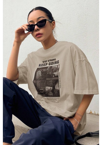 Unisex Keepgoing Baskılı Tasarım Tshirt