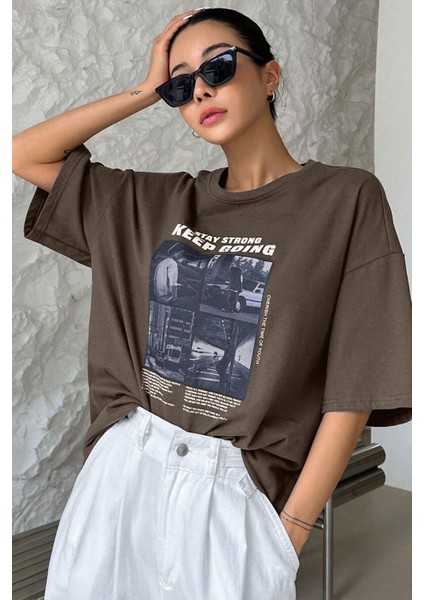 Only Trendwear Unisex Keepgoing Baskılı Tasarım Tshirt modelleri