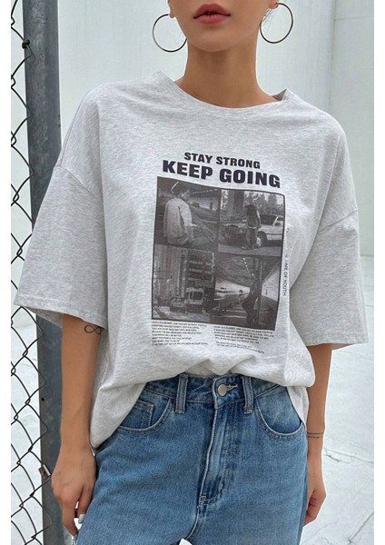 Only Trendwear Unisex Keepgoing Baskılı Tasarım Tshirt modelleri