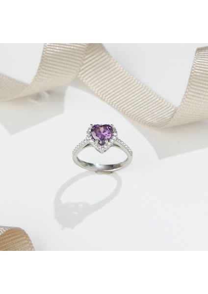 925 Ayar Kalpli Ametist Taşlı Gümüş Yüzük