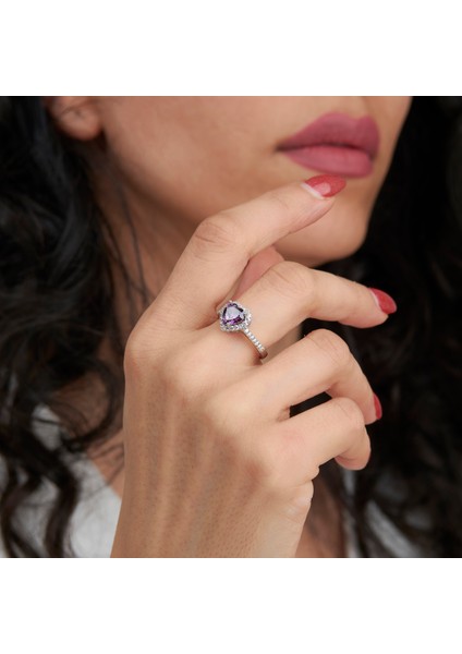 925 Ayar Kalpli Ametist Taşlı Gümüş Yüzük fiyatları