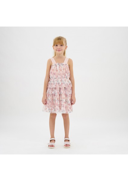 Çiçek Desenli Tül Elbise