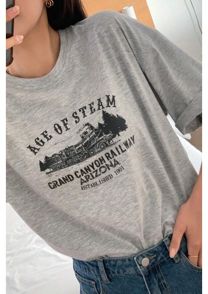 Only Trendwear Unisex Age Of Steam Baskılı Tasarım Tshirt modelleri