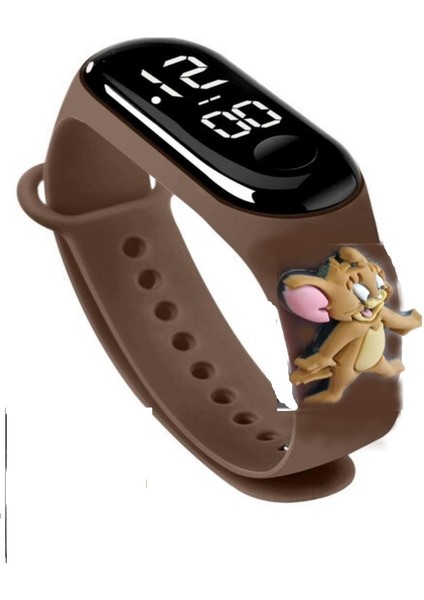 Tom ve Jerry LED Dokunmatik Ekranlı Dijital Çocuk ve Genç Kol Saati Kahve (Akıllı Değiller)