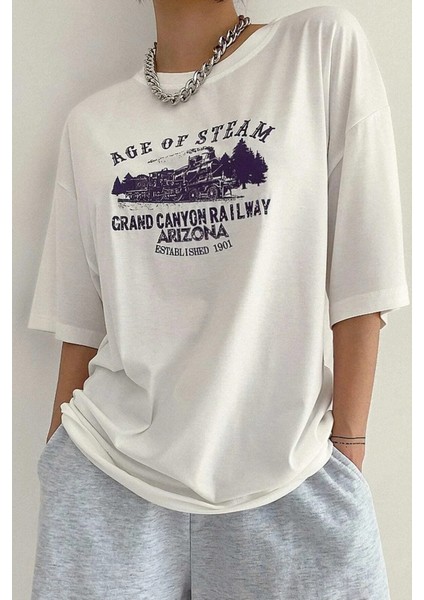 Only Trendwear Unisex Age Of Steam Baskılı Tasarım Tshirt