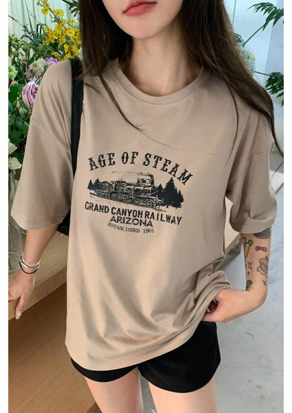 Only Trendwear Unisex Age Of Steam Baskılı Tasarım Tshirt