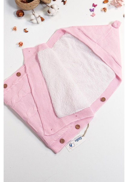 Kız Bebek Düğmeli Pembe Anakucağı Kundak STL6461