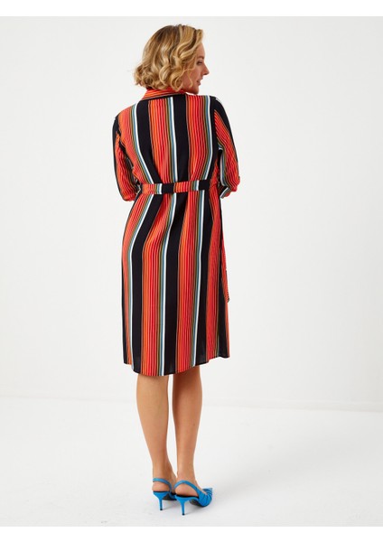 Çok Renkli Çizgili Gömlek Elbise 68269 modelleri