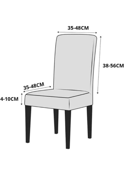 Sandalye Kılıfı Likralı Yıkanabilir Esnek Lastikli Bambu Sandalye Örtüsü 6 Adet Bej