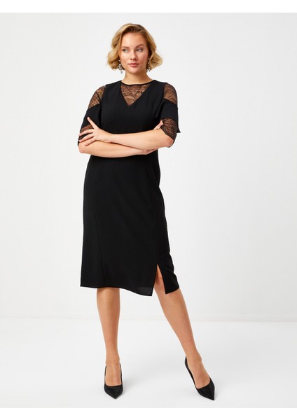 Dantel Garnili 3/4 Kollu Abiye Elbise 68107