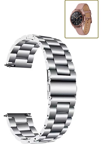 Samsung Galaxy Watch 3 41MM Uyumlu Kordon Klasik Baklava Model Paslanmaz Çelik Metal Kayış fiyatları