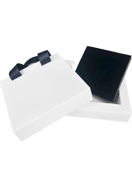 Beyaz 1 Adet Çekmeceli ve Çantalı Karton Kolye&mini Set Kutusu (12X12 cm )