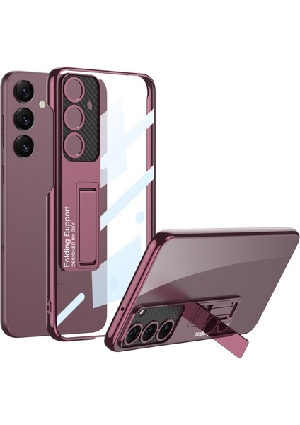 Samsung Galaxy S24 Kılıf Standlı Arkası Şeffaf Mika + Ekran Koruyucu