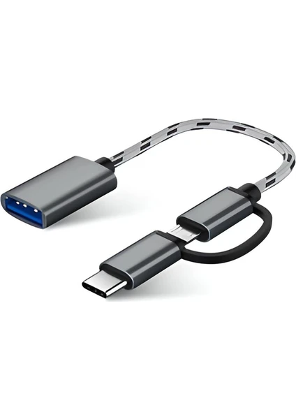 Ulu Bilgisayar USB 3.0 Otg To Type-C Micro USB Data Şarj Çevirici Dönüştürücü Adaptör