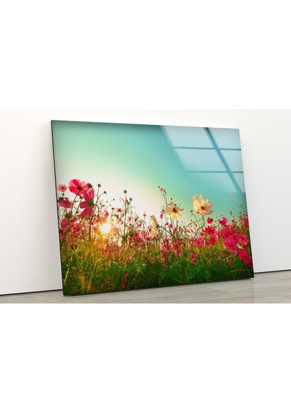 Kır Çiçekleri Temperli Cam Duvar Tablosu fiyatları