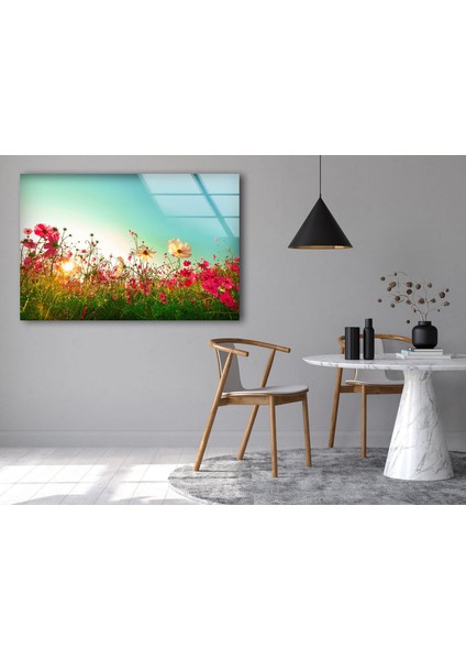 Kır Çiçekleri Temperli Cam Duvar Tablosu modelleri