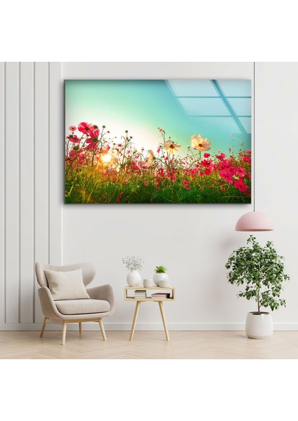 Kır Çiçekleri Temperli Cam Duvar Tablosu fırsatları