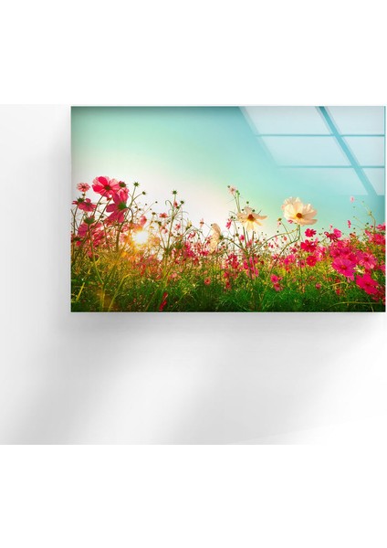 Kır Çiçekleri Temperli Cam Duvar Tablosu indirimleri