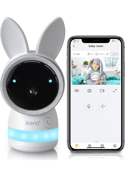 Arentı Wifi Bebek Video Monitörü, Gece Görüşlü - Eklenti Kamera