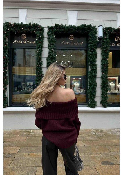 Madonna Yaka Triko Kazak Bordo fiyatları