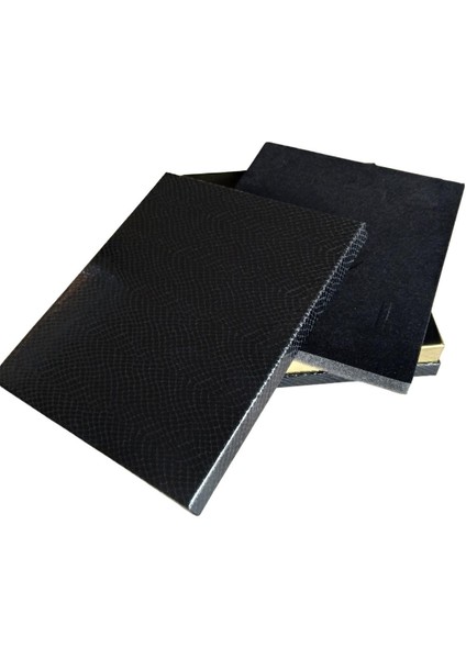 Büyük Set Kutusu Karton Cilt Bezi Siyah Krokodil (18X21 Cm) (Içi Süngerli)