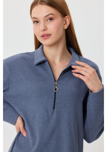 Polo Yaka Fermuarlı Tunik Elbise (B23-00179) modelleri