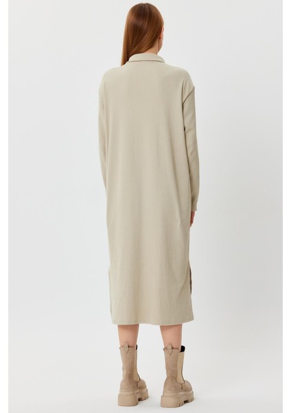 Polo Yaka Fermuarlı Tunik Elbise (B23-00179)