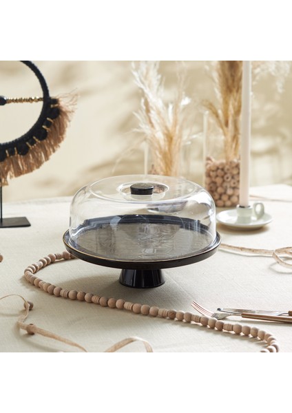 Calvin Ayaklı Kek Fanus 28 cm Siyah