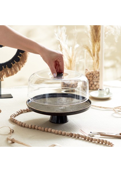 Calvin Ayaklı Kek Fanus 28 cm Siyah fiyatları