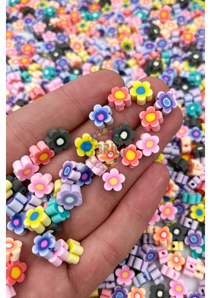 10MM Düz Papatya Renkli Figür Fimo Boncuk Takı Yapımı Bead (100 Adet)