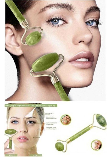 Yeşim Taşı Yüz Cilt Masaj Bakım Aleti Anti Aging Skin Jade Roller