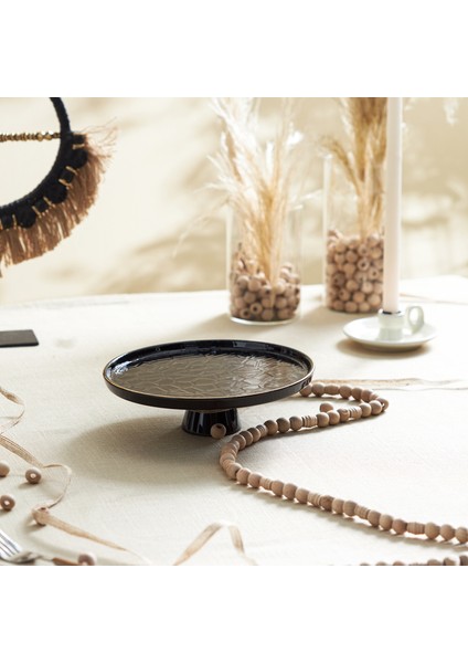 Calvin Ayaklı Servis Tabağı 23 cm Siyah