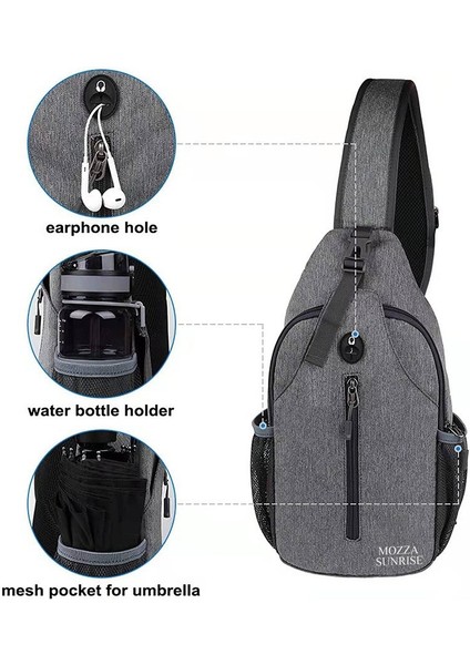 Crossbody Sling Sırt Çantası Sling Çanta Seyahat Yürüyüş Göğüs Çantası Sırt Çantası, Gri (Yurt Dışından) fiyatları
