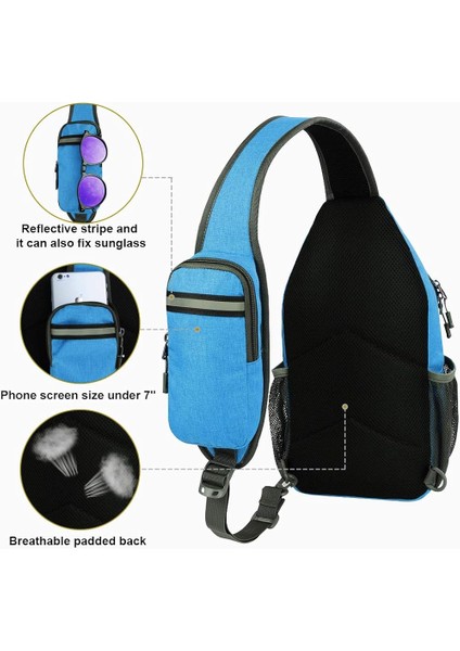 Crossbody Sling Sırt Çantası Sling Çanta Seyahat Yürüyüş Göğüs Çantası Sırt Çantası, Mavi (Yurt Dışından)