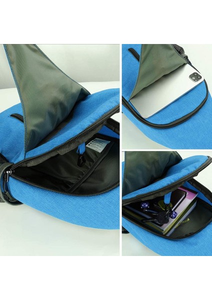 Crossbody Sling Sırt Çantası Sling Çanta Seyahat Yürüyüş Göğüs Çantası Sırt Çantası, Mavi (Yurt Dışından)