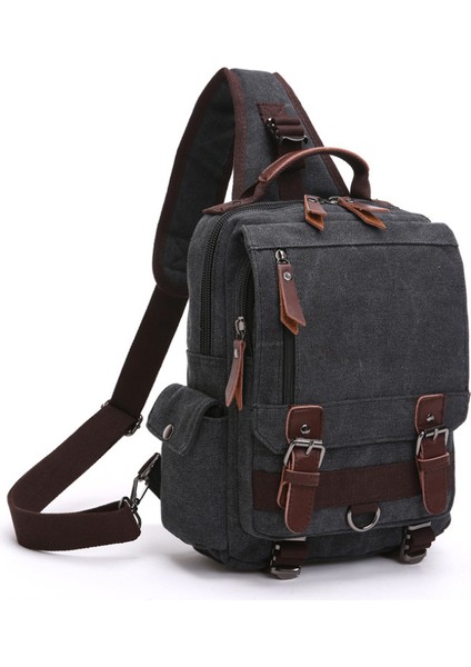 Kanvas Crossbody Messenger Çanta Omuz Sling Sırt Çantası Seyahat Sırt Çantası Siyah Omuz (Yurt Dışından)
