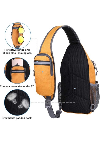 Crossbody Sling Sırt Çantası Sling Çanta Seyahat Yürüyüş Göğüs Çantası Sırt Çantası, Turuncu (Yurt Dışından)