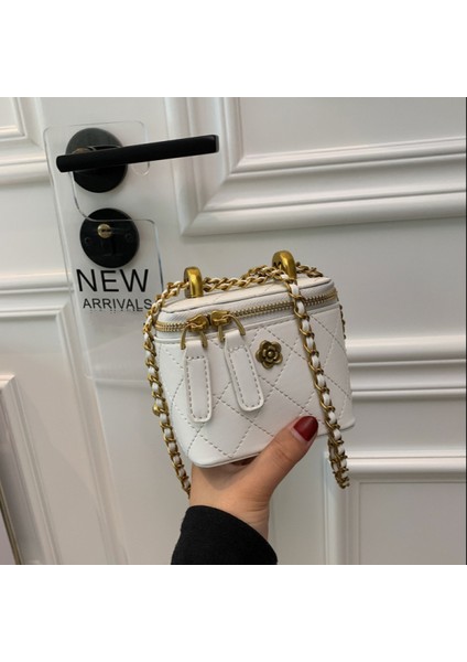 Beyaz Ins Mini Eşkenar Dörtgen Zincir Küçük Çanta Kadın Moda Tek Omuz Messenger Küçük Kare Çanta Kutu Çanta (Yurt Dışından)