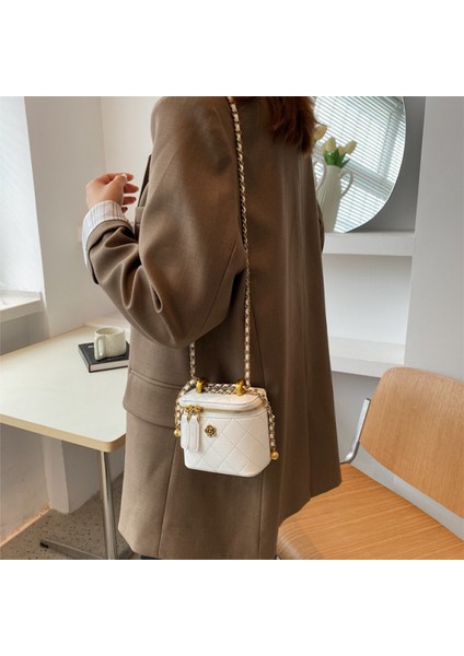 Beyaz Ins Mini Eşkenar Dörtgen Zincir Küçük Çanta Kadın Moda Tek Omuz Messenger Küçük Kare Çanta Kutu Çanta (Yurt Dışından) fırsatları