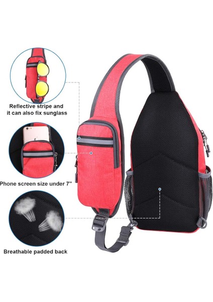 Crossbody Sling Sırt Çantası Sling Çanta Seyahat Yürüyüş Göğüs Çantası Sırt Çantası, Kırmızı (Yurt Dışından) modelleri