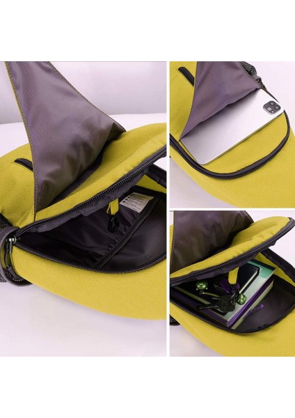 Crossbody Sling Sırt Çantası Sling Çanta Seyahat Yürüyüş Göğüs Çantası Sırt Çantası, Sarı (Yurt Dışından)