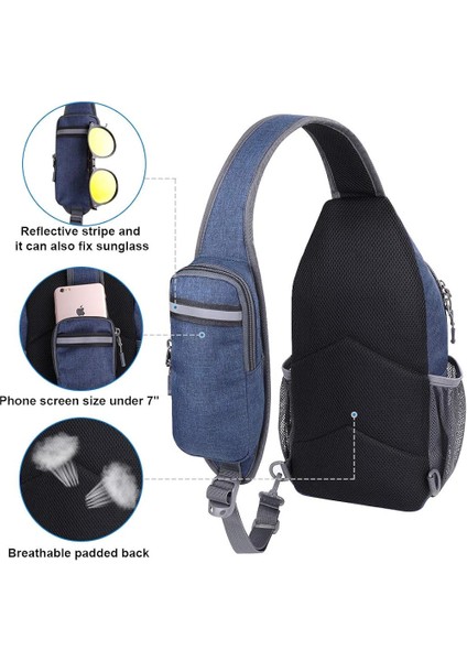 Crossbody Sling Sırt Çantası Sling Çanta Seyahat Yürüyüş Göğüs Çantası Sırt Çantası, Koyu Mavi (Yurt Dışından)