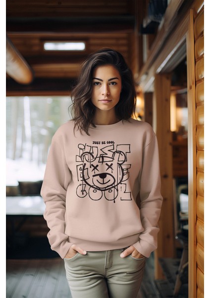 Just Be Cool Black Bear Kadın Bisiklet Yaka Sweatshirt