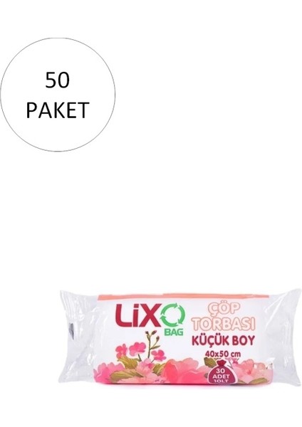 Küçük Boy Çöp Torbası 40 x 50 cm 30 Lu Rulo x 50 Paket = 1.500 Adet (Şeffaf)