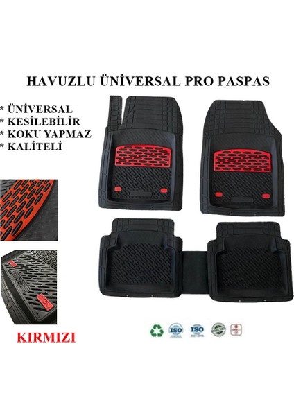 Audi A4 B8 Sedan 2008 Havuzlu Üniversal Paspas Siyah - Kırmızı