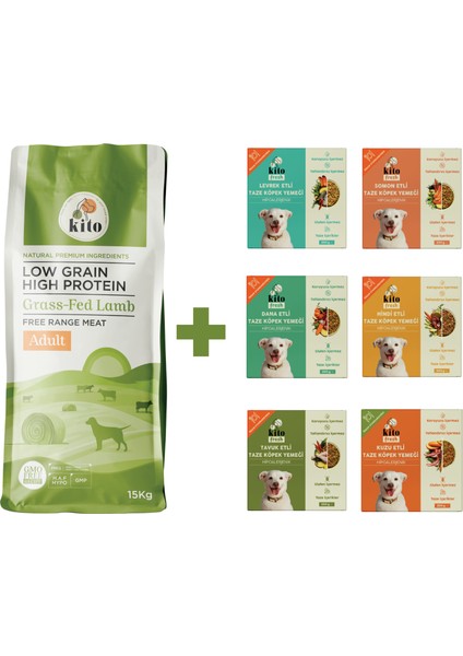Yetişkin Köpek Maması 15 kg + Kito Fresh Tanışma Paketi