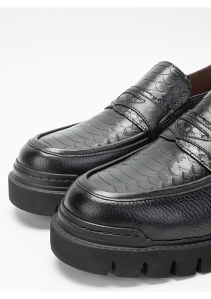 Erkek Deri Siyah Loafer Ayakkabı 698 1082-7 Erk Ayk SK23/24 Syh Fltr/ptn