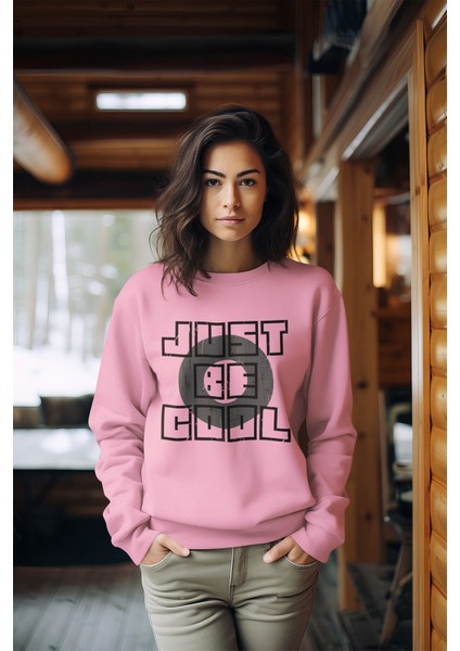 Black Just Be Cool Tarz Kadın Bisiklet Yaka Sweatshirt