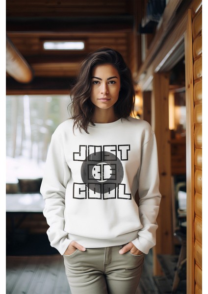 Black Just Be Cool Tarz Kadın Bisiklet Yaka Sweatshirt