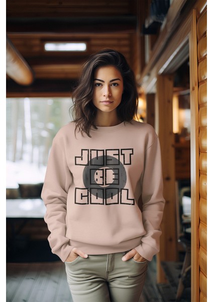 Black Just Be Cool Tarz Kadın Bisiklet Yaka Sweatshirt